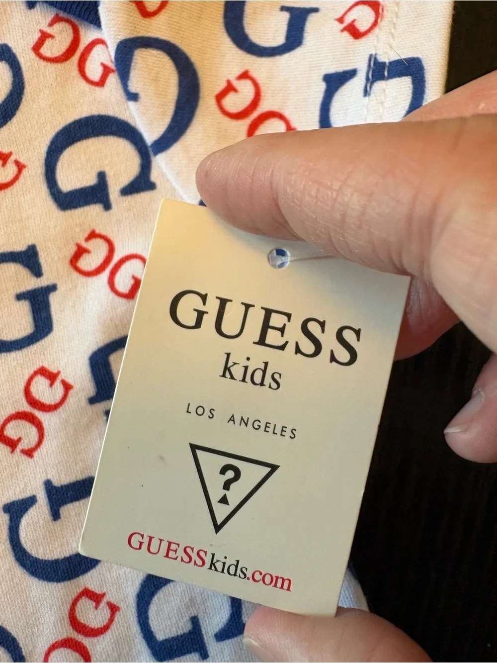 NWT GUESS Blue & Red Logo Short-Sleeve Baby One-Piece